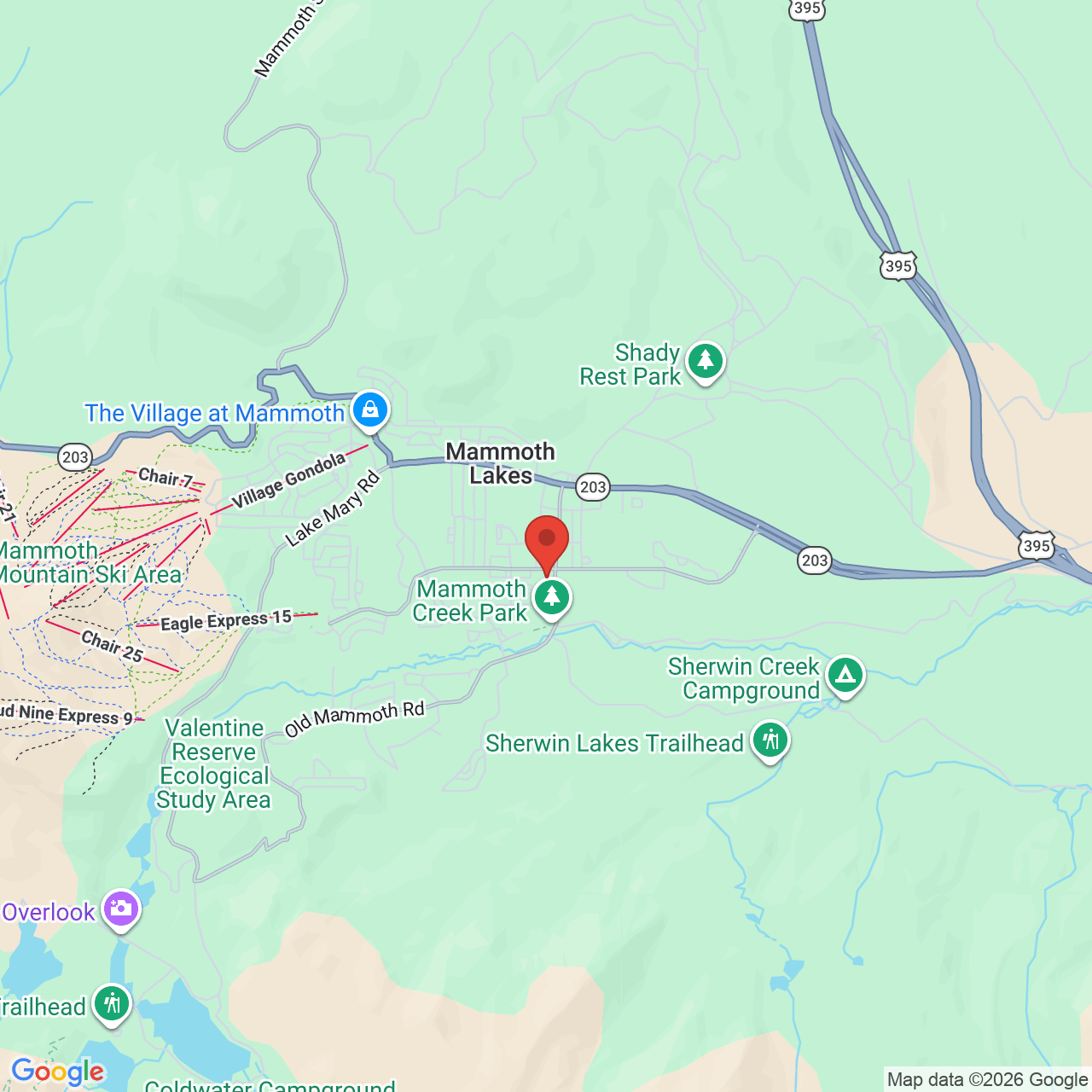 Google map image of our location in 437 Old Mammoth Rd Mammoth Lakes, CA