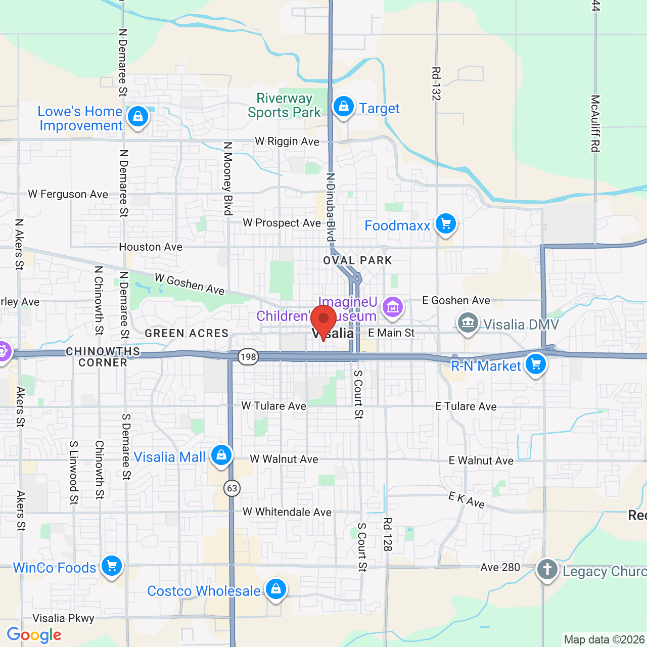 Google map image of our location in 609 W Acequia Ave Visalia, CA